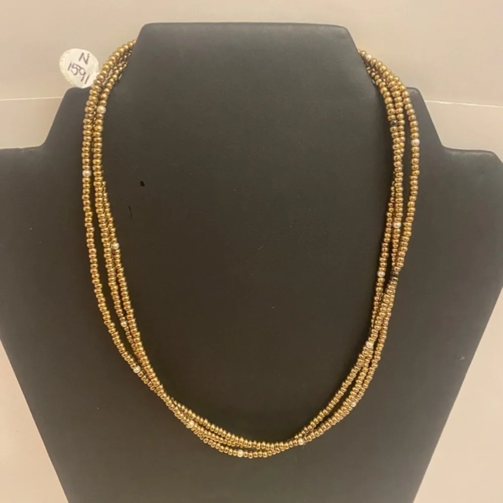 Silpada Three Strand Gold Seed Bead Necklace. Retired 18